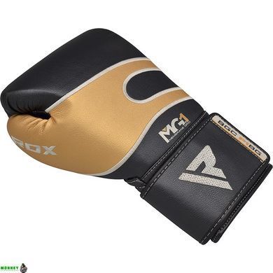 Рукавички боксерські RDX Leather Black Gold 14 ун.