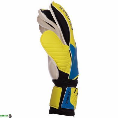 Перчатки вратарские юниорские с защитными вставками на пальцы ATHPIK SP-Sport FB-9277B Оранжевый-синий 6 (PVC, р-р 5-7,)