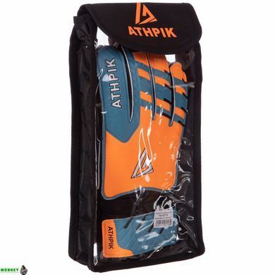 Перчатки вратарские юниорские с защитными вставками на пальцы ATHPIK SP-Sport FB-9277B Оранжевый-синий 6 (PVC, р-р 5-7,)