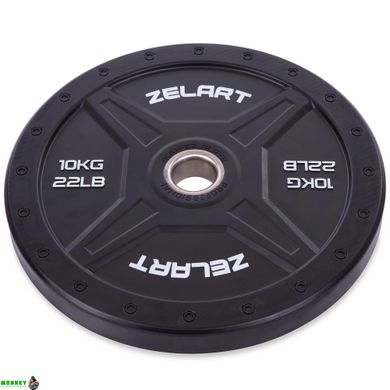 Диски (блини) бамперні для кросфіту Zelart Bumper Plates TA-2258-10 51мм 10кг чорний