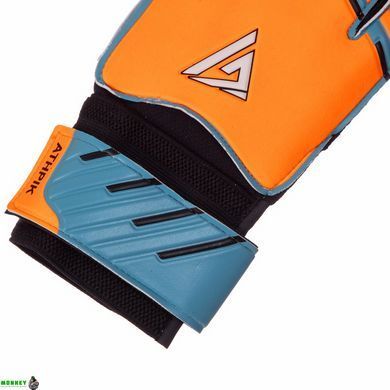 Перчатки вратарские юниорские с защитными вставками на пальцы ATHPIK SP-Sport FB-9277B Оранжевый-синий 6 (PVC, р-р 5-7,)
