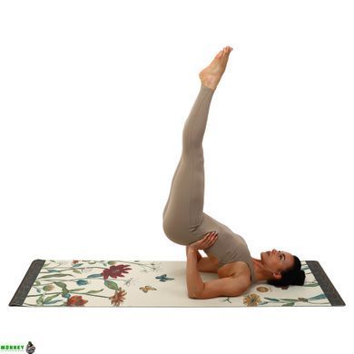 Коврик для йоги Льняной (Yoga mat) Record FI-7157-2 размер 183x61x0,3см с цветочным принтом