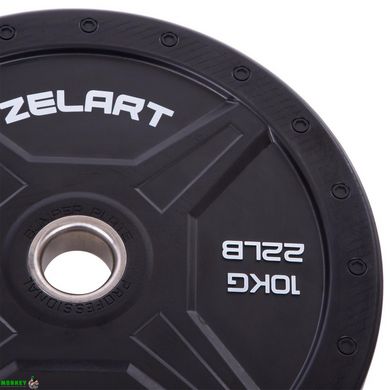 Блины (диски) бамперные для кроссфита Zelart Bumper Plates TA-2258-10 51мм 10кг черный