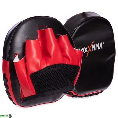 Лапа Вигнута для боксу та єдиноборств MAXXMMA MP04 Чорний-червоний 15x15x4см 2шт