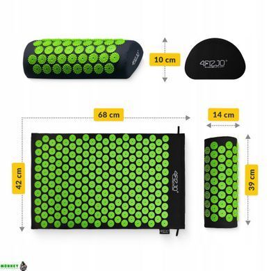 Коврик акупунктурный с валиком 4FIZJO Аппликатор Кузнецова 72 x 42 см 4FJ0043 Black/Green