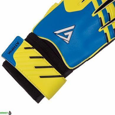 Перчатки вратарские юниорские с защитными вставками на пальцы ATHPIK SP-Sport FB-9277B Оранжевый-синий 6 (PVC, р-р 5-7,)
