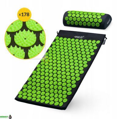 Коврик акупунктурный с валиком 4FIZJO Аппликатор Кузнецова 72 x 42 см 4FJ0043 Black/Green