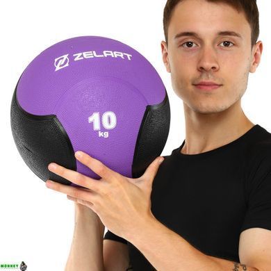 М'яч медичний медбол Zelart Medicine Ball FI-5121-10 10кг фіолетовий-чорний