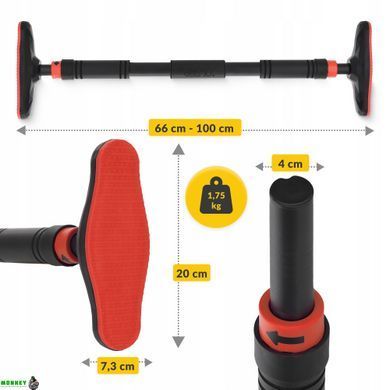 Турник раздвижной 4FIZJO ULTRA 66-100 см Black/Red (P-5905973400336)