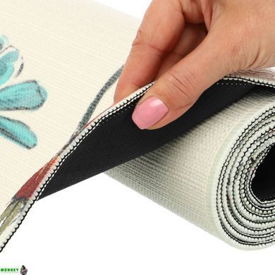 Коврик для йоги Льняной (Yoga mat) Record FI-7157-2 размер 183x61x0,3см с цветочным принтом