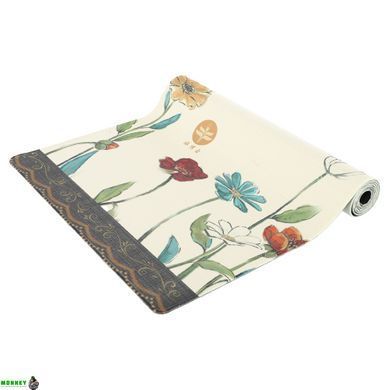 Коврик для йоги Льняной (Yoga mat) Record FI-7157-2 размер 183x61x0,3см с цветочным принтом