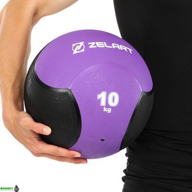 М'яч медичний медбол Zelart Medicine Ball FI-5121-10 10кг фіолетовий-чорний