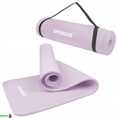 Коврик (мат) для йоги и фитнеса Springos NBR 1 см YG0038 Purple
