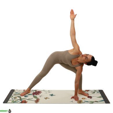 Коврик для йоги Льняной (Yoga mat) Record FI-7157-2 размер 183x61x0,3см с цветочным принтом