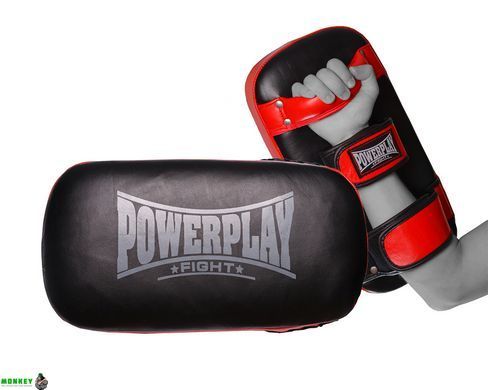 Пади для тайського боксу PowerPlay 3064 чорно-червоні шкіра