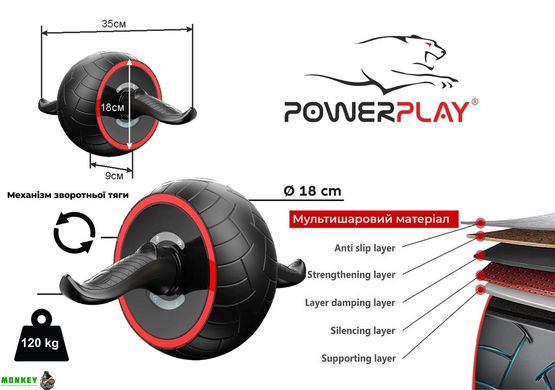 Колесо для пресу PowerPlay 4326 зі зворотним механізмом Чорно-червоне