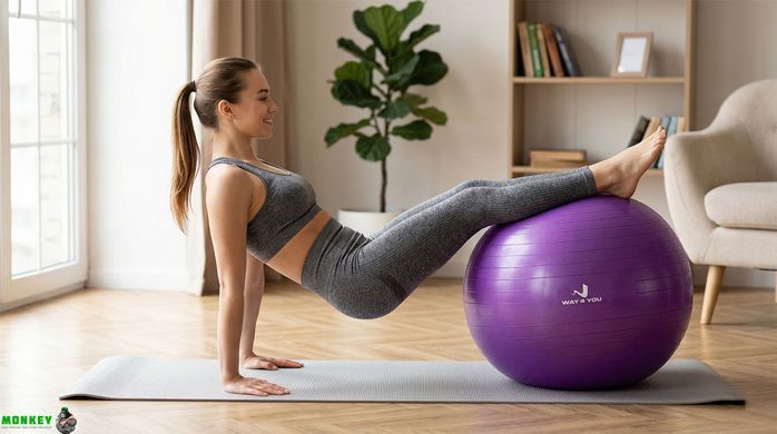 Мяч для Фитнеса (Фитбол) 65см Way4you Фиолетовый + Насос