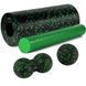 Массажный набор PowerPlay PP_4015 EPP Foam Roller Set 4in1 (2-я роллы + 2-я мячи) Черно-зеленый