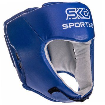 Шолом боксерський відкритий шкіряний ФБУ SPORTKO ОК1 SP-4706 Синій M