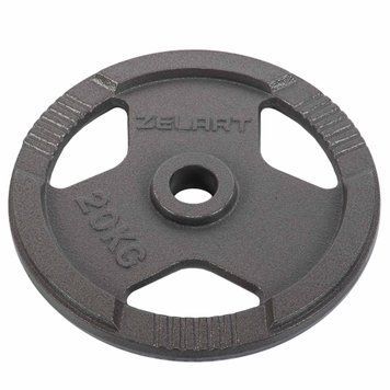 Блини (диски) сталеві з хватом d-52мм Zelart TA-7791-20 20кг сірий
