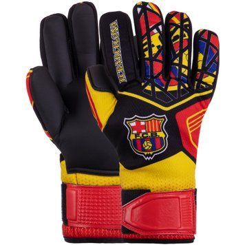 Перчатки вратарские BALLONSTAR FB-2374-01 BARCELONA (PVC, PL, р-р 8-10, черный-красный-желтый)