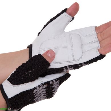 Перчатки для фитнеса и тренировок женские Zelart SB-161956 размер XS-M черный-белый