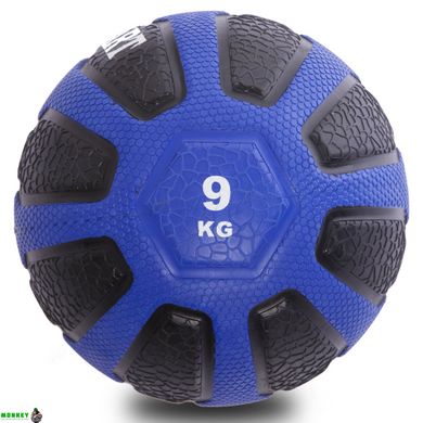 М'яч медичний медбол Zelart Medicine Ball FI-0898-9 9кг чорний-синій