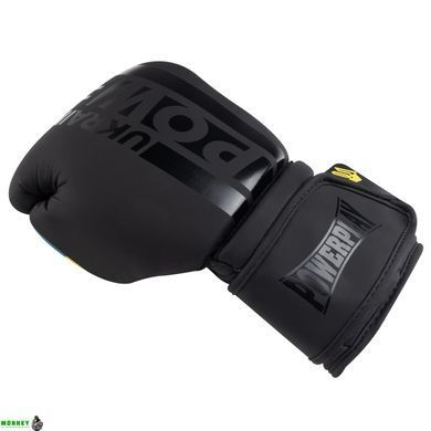 Боксерские перчатки PowerPlay 3021 Ukraine Черные 12 унций