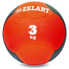 М'яч медичний медбол Zelart Medicine Ball FI-5121-3 3кг червоний-чорний