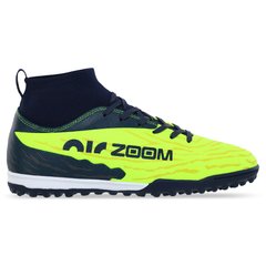 Сороконожки обувь футбольная с носком ZOOM 221212-4 NAVY/LIME размер 40-45 (верх-PU, подошва-RB, синий-лимонный)
