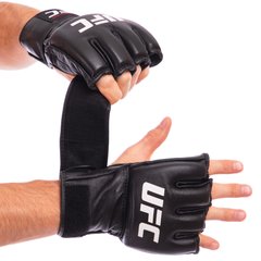 Рукавички для змішаних єдиноборств MMA шкіряні UFC Pro UHK-69909 M чорний