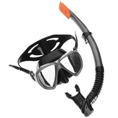 Набор для плавания маска с трубкой Zelart M208-SN120-SIL (термостекло, силикон черный, пластик, цвета в ассортименте)