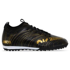 Сороконожки обувь футбольная ZOOM 230313-4 BLACK/GOLD размер 40-45 (верх-PU, подошва-RB, черный-золотой)