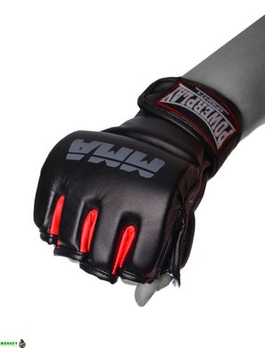 Рукавички для MMA PowerPlay 3053 чорно-червоні L/XL