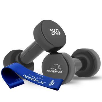 Гантели виниловые PowerPlay 2*2 кг. PP_4121 Черные (2шт. - пара) + Резинка для фитнеса 7,5кг