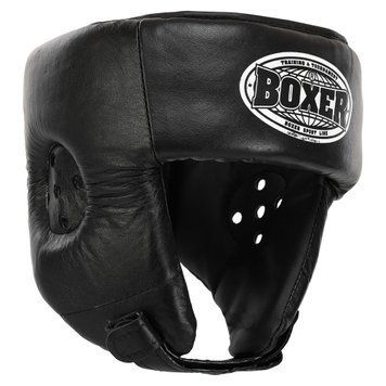 Шолом боксерський відкритий шкіряний BOXER 2027 Чорний L