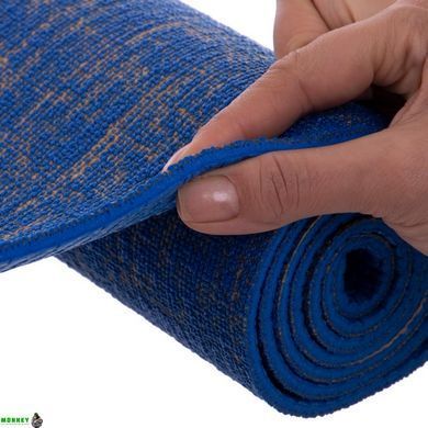 Коврик для йоги Льняной (Yoga mat) SP-Sport FI-2441 Синий размер 185x62x0,6см