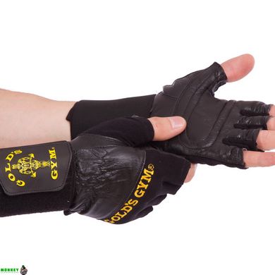 Перчатки для фитнеса и тяжелой атлетики кожаные GOLDS GYM BC-3603 S-XL черный