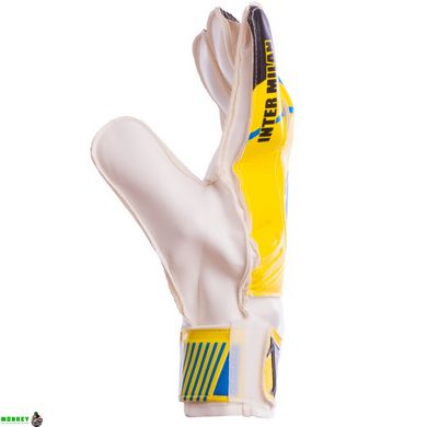 Перчатки вратарские INTER MILAN BALLONSTAR FB-0187-5 размер 8-10 желтый-черный