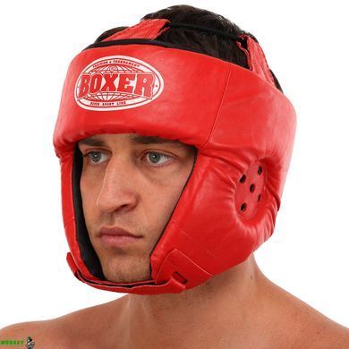 Шлем боксерский открытый кожаный BOXER 2027 Черный L
