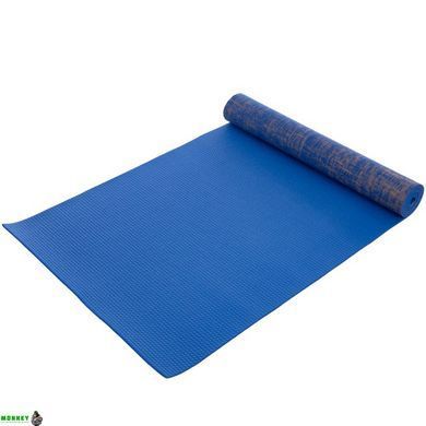 Коврик для йоги Льняной (Yoga mat) SP-Sport FI-2441 Синий размер 185x62x0,6см