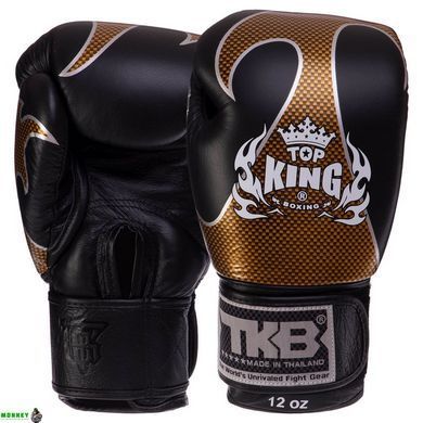 Рукавички шкіряні боксерські TOP KING EmPower TKBGEM-01 Чорний-золотий 18 унції