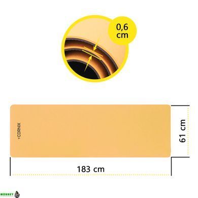 Коврик спортивный Cornix TPE 183 x 61 x 0.6 cм для йоги и фитнеса XR-0001 Orange/Black