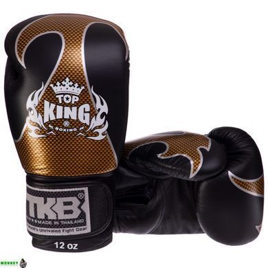 Рукавички шкіряні боксерські TOP KING EmPower TKBGEM-01 Чорний-золотий 18 унції