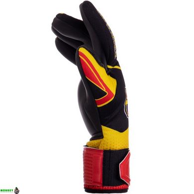 Перчатки вратарские BARCELONA BALLONSTAR FB-2374-01 размер 8-10 черный-красный-желтый