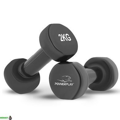 Гантели виниловые PowerPlay 2*2 кг. PP_4121 Черные (2шт. - пара) + Резинка для фитнеса 7,5кг