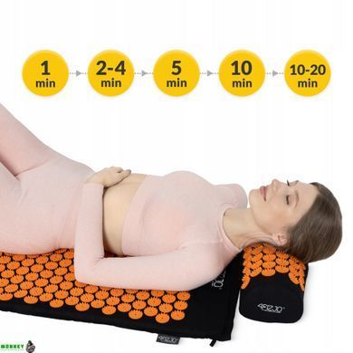 Коврик акупунктурный с валиком 4FIZJO Аппликатор Кузнецова 128 x 48 см 4FJ0049 Black/Orange