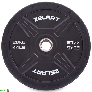 Блины (диски) бамперные для кроссфита Zelart Bumper Plates TA-2258-20 51мм 20кг черный