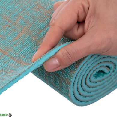 Коврик для йоги Льняной (Yoga mat) SP-Sport FI-2441 Синий размер 185x62x0,6см