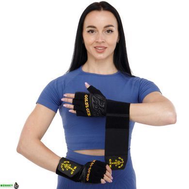 Рукавички для фітнесу та важкої атлетики шкіряні GOLDS GYM BC-3603 S чорний